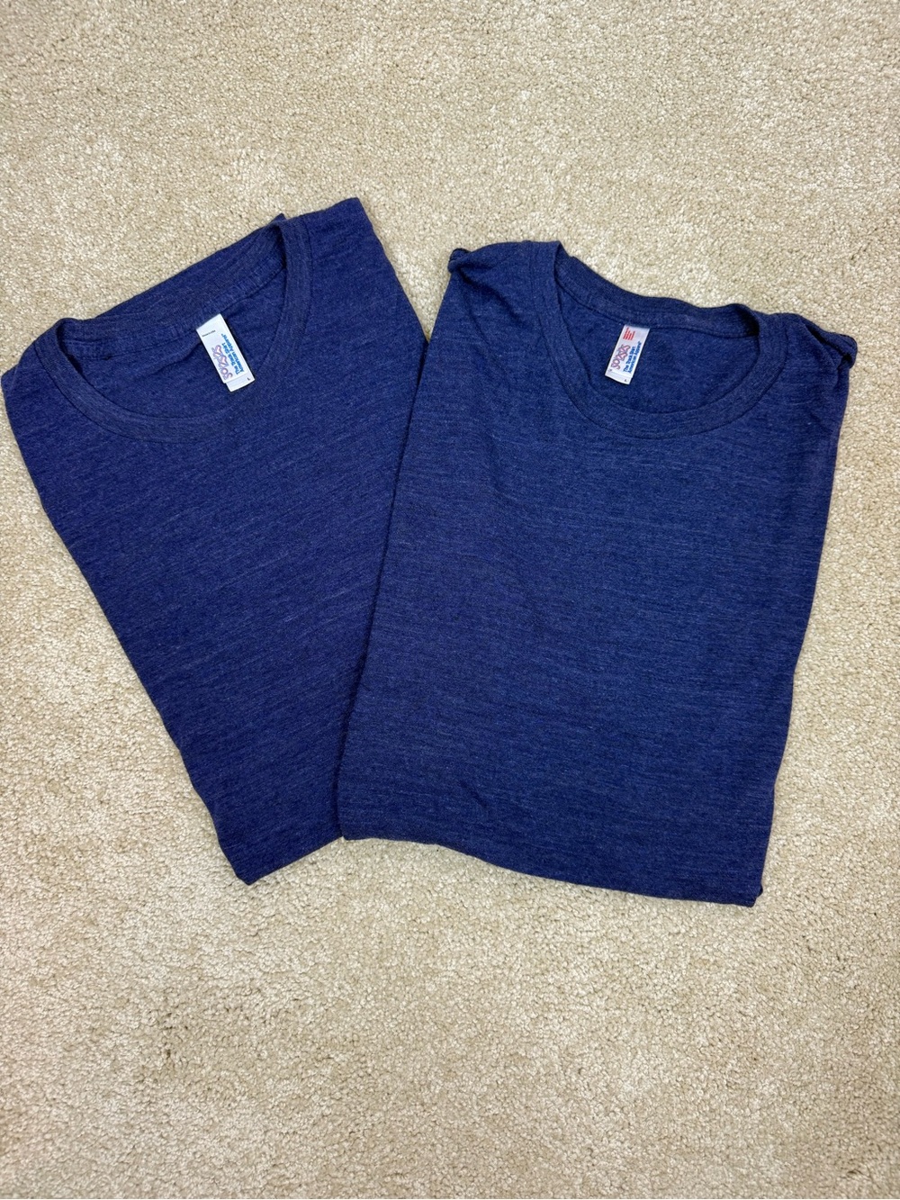 AMERICAN APPAREL | 50/25/25 Heathered blue Track Shirt Size L lot of 2